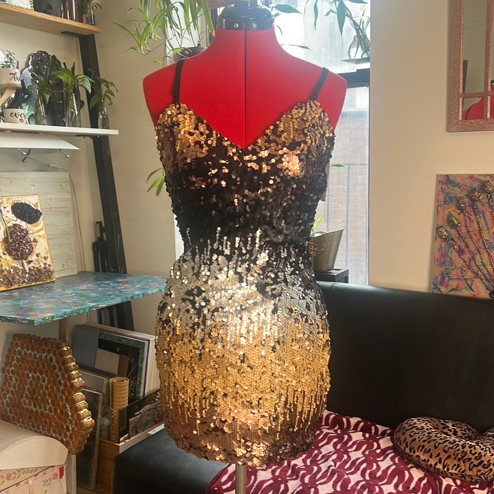 Just Me Color Changing Sequence Cocktail Dress Si… - image 1